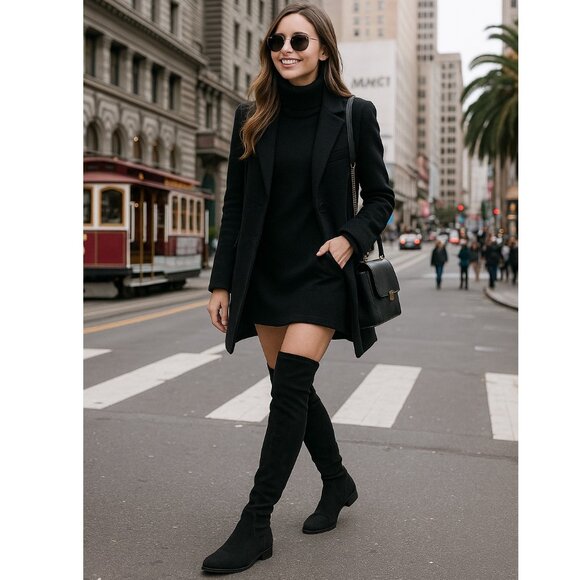 NEW Stuart Weitzman LowLand Suede OTK Black Boots - Iconic Fall/Winter Staple - Picture 3 of 16